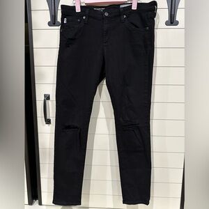 Adriano Goldschmied black distressed skinny ankle Jean. Great brand!  Size 31.